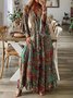 Elegant Holiday Abstract Pattern Flared Ruffle Long Dress V Neck Dress