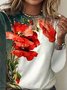 Plus Size Floral Casual Crew Neck Loose T-Shirt