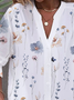 Women's Floral Long Sleeve Shirt Spring/Fall Buttoned V Neck Daily Casual Top