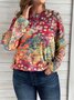 Plus Size Loose Abstract Long sleeve Casual T-Shirt