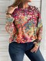 Plus Size Loose Abstract Long sleeve Casual T-Shirt
