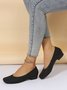 Elegant Geometric Embossed Square Toe Low Heel Shallow Shoes
