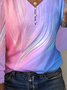 Plus Size V Neck Abstract Casual Loose T-Shirt