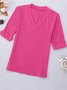 Regular Fit Plain Casual V Neck T-Shirt