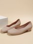 Elegant Geometric Embossed Square Toe Low Heel Shallow Shoes