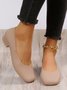 Elegant Geometric Embossed Square Toe Low Heel Shallow Shoes