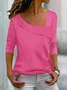 Women's Long Sleeve Blouse Spring/Fall Plain Buttoned Asymmetrical Daily Going Out Casual Top