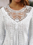 Regular Fit Crew Neck Flare Sleeve Casual Plain Plus Size Shirt