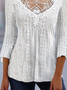Regular Fit Crew Neck Flare Sleeve Casual Plain Plus Size Shirt