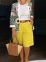 Casual Floral Shawl Collar Two-Piece Set