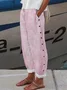 Women's H-Line Straight Pants Daily Going Out Pants Casual Buttoned Cotton Striped All Season Pants