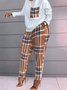 Casual Plaid Crew Neck Regular Fit Two-Piece Set