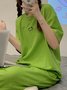 Casual Crew Neck Regular Sleeve Lounge Set