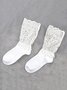 1pair Lace & Mesh Mid-calf Socks For Women