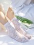 1pair Lace & Mesh Mid-calf Socks For Women