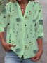 Women's Floral Long Sleeve Shirt Spring/Fall Buttoned V Neck Daily Casual Top