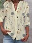 Women's Floral Long Sleeve Shirt Spring/Fall Buttoned V Neck Daily Casual Top