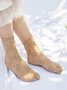1pair Lace & Mesh Mid-calf Socks For Women