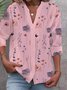 Women's Floral Long Sleeve Shirt Spring/Fall Buttoned V Neck Daily Casual Top