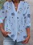 Women's Floral Long Sleeve Shirt Spring/Fall Buttoned V Neck Daily Casual Top
