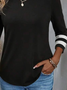 Plus size Color Block Crew Neck Loose Casual T-Shirt