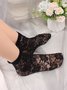 1pair Lace & Mesh Mid-calf Socks For Women