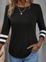 Plus size Color Block Crew Neck Loose Casual T-Shirt