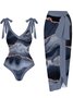 acation Abstract Printing V Neck V One Piece With Cover Up