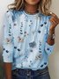 Casual Floral Loose Knitted T-Shirt