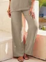 Women's Plain Daily Going Out Two Piece Set Three Quarter Sleeve Casual Spring/Fall Top With Pants Matching Set