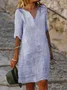 Casual V Neck Loose Striped Dress With No