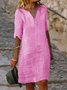Casual V Neck Loose Striped Dress With No