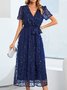 Regular Sleeve Party Loose Crew Neck Wedding Dress With Belt