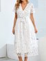 Regular Sleeve Party Loose Crew Neck Wedding Dress With Belt