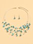 Boho Turquoise Beads Layered Necklace Earrings Set