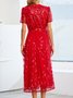 Regular Sleeve Party Loose Crew Neck Wedding Dress With Belt