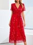 Regular Sleeve Party Loose Crew Neck Wedding Dress With Belt