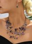 Boho Turquoise Beads Layered Necklace Earrings Set