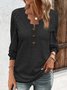 V Neck Casual Plain Lace Bukle T-Shirt