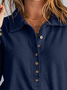 Buttoned Shawl Collar Casual T-Shirt