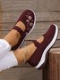 Floral Embroidery Breathable Slip On Mary Jane Flyknit Sneakers