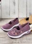 Floral Embroidery Breathable Slip On Mary Jane Flyknit Sneakers