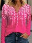 Plus Size Floral Casual Buckle Loose T-Shirt