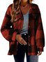 Teddy Velvet Loose Casual Plaid Teddy Jacket