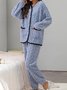 Plain Casual Fluff/Granular Fleece Fabric Two-Piece Set