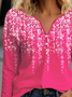 Plus Size Floral Casual Buckle Loose T-Shirt