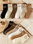 1pair Women Cute Smiley Warmth Terry Socks