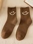 1pair Women Cute Smiley Warmth Terry Socks