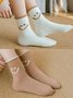 1pair Women Cute Smiley Warmth Terry Socks