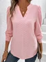 Women's Casual Jacquard V Neck T-Shirt